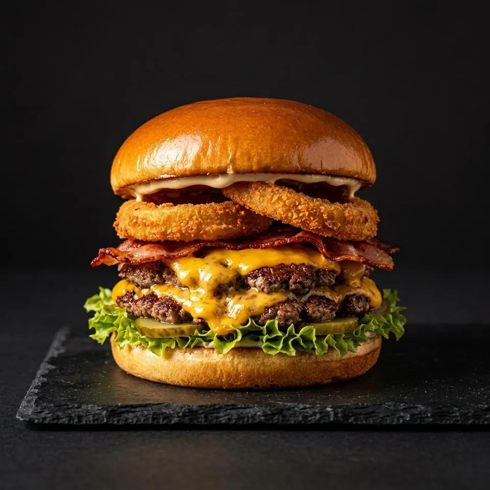 Burger mit zwei gesmashten Pattys
